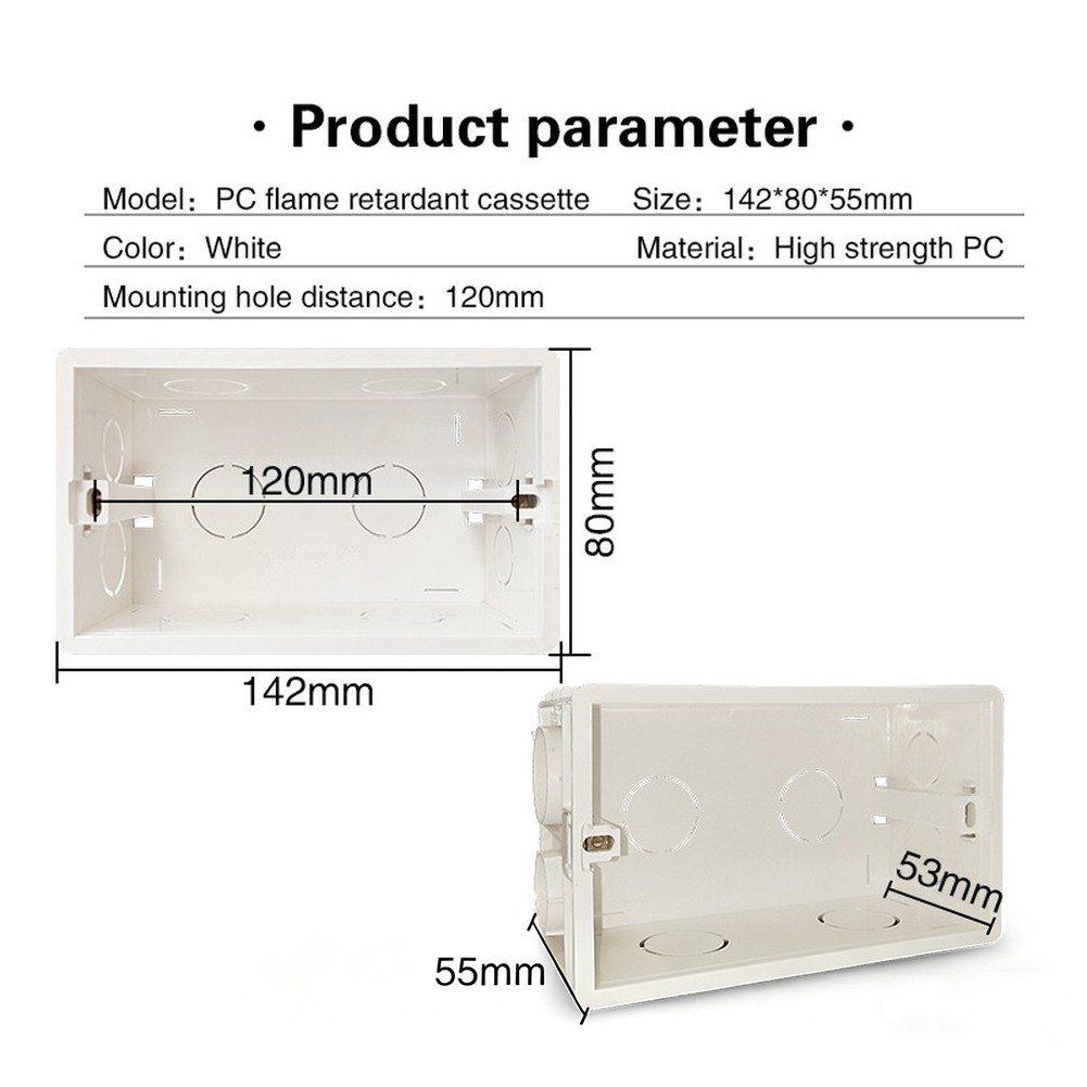 Fireproof ABS Bottom Box for Concealed Electrical Wiring Wall Switch Socket Use