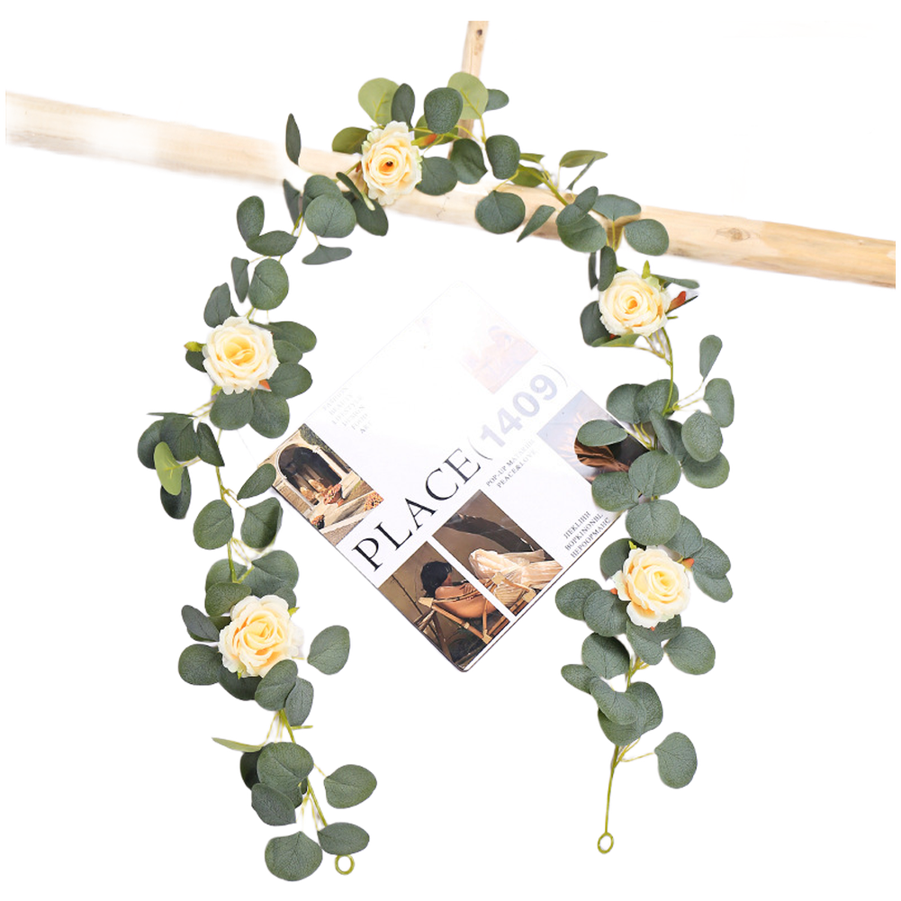 Rose and Eucalyptus Silk Vine Garland 175cm for Living Room Bedroom Decor