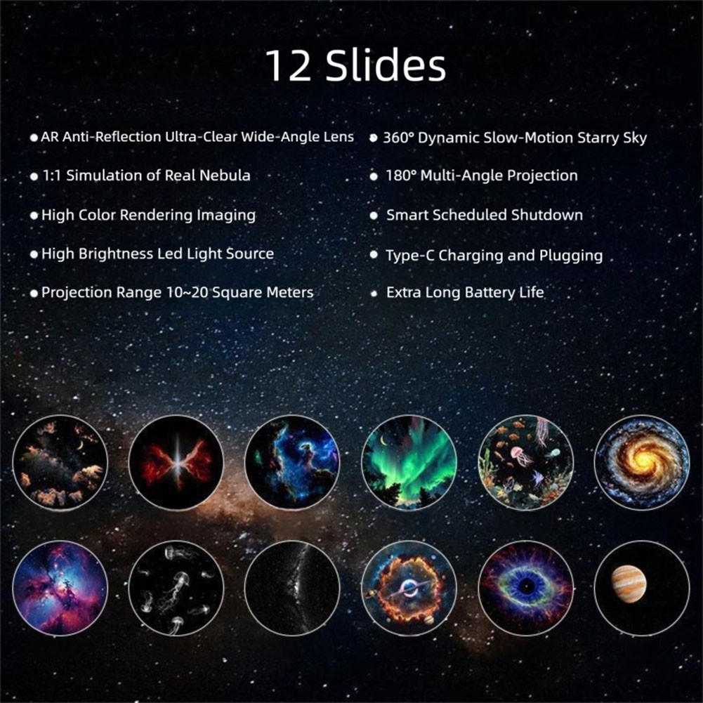 Star Projector Night Light with 1:1 Nebula Simulation and High Color Rendering