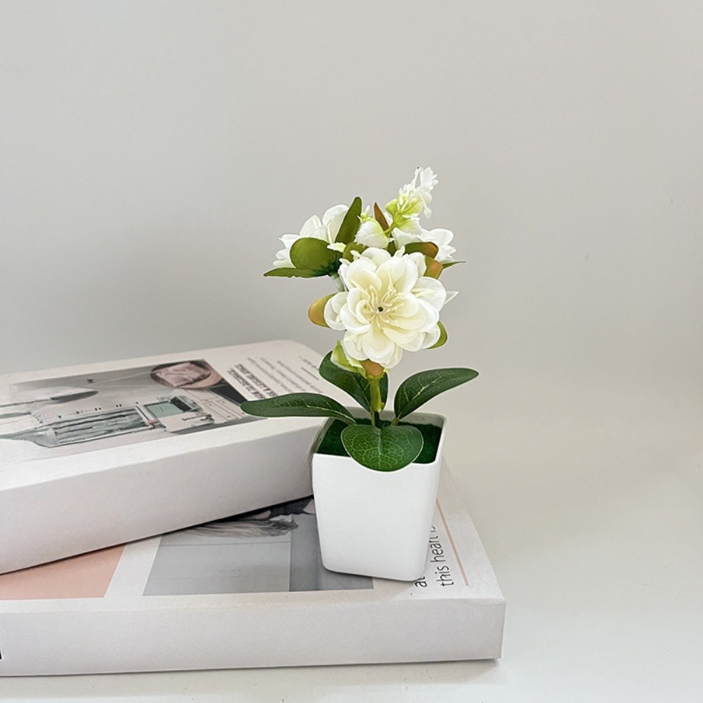 Low Maintenance Silk Chrysanthemum Potted Plant 14 x 5.5cm for Any Room Decor