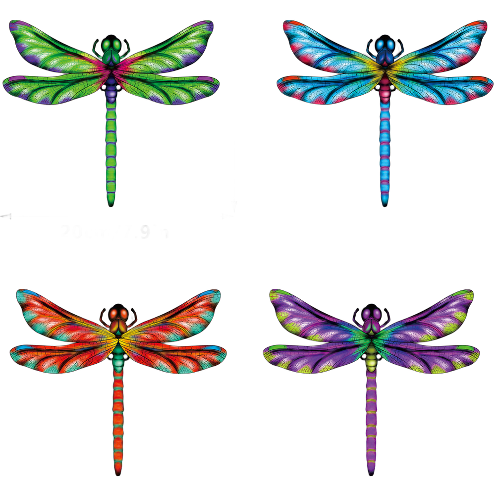 Dragonfly Wall Art Set 4 Pieces 6.8 x 7.9 in Metal for Garden Patio Decor