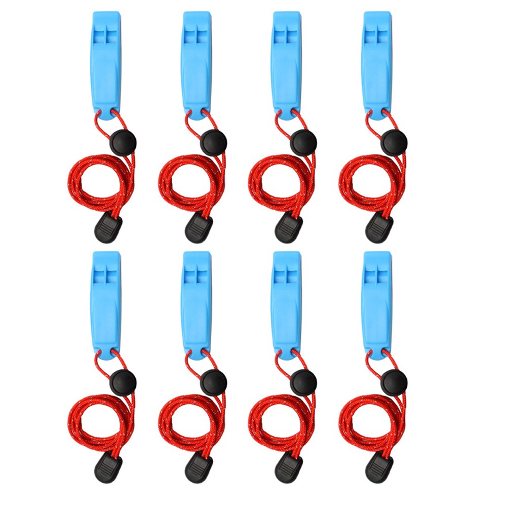 8PCS Lightweight Whistle Set with Reflective Lanyard for Hiking and Drills