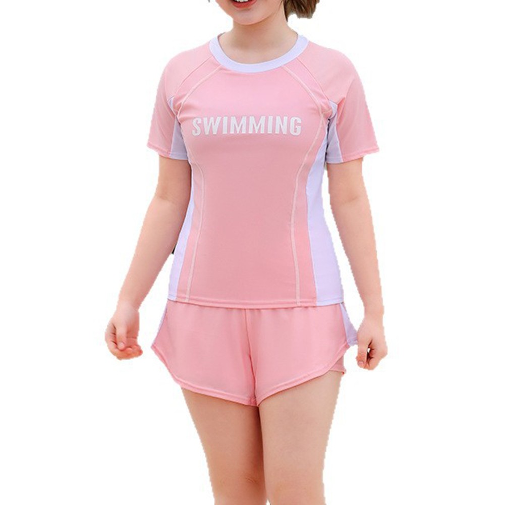 Women’s 5XL Swimsuit: Modest Top Paired with High-Waist Slimming Shorts