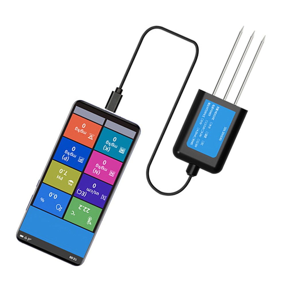 USB Soil Sensor for Soil Analysis - Moisture Temp Conductivity A B C D