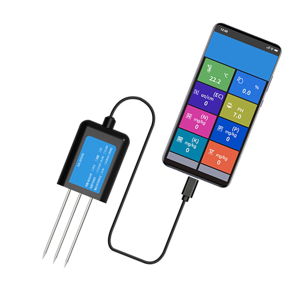 USB Soil Sensor for Soil Analysis - Moisture Temp Conductivity A B C D