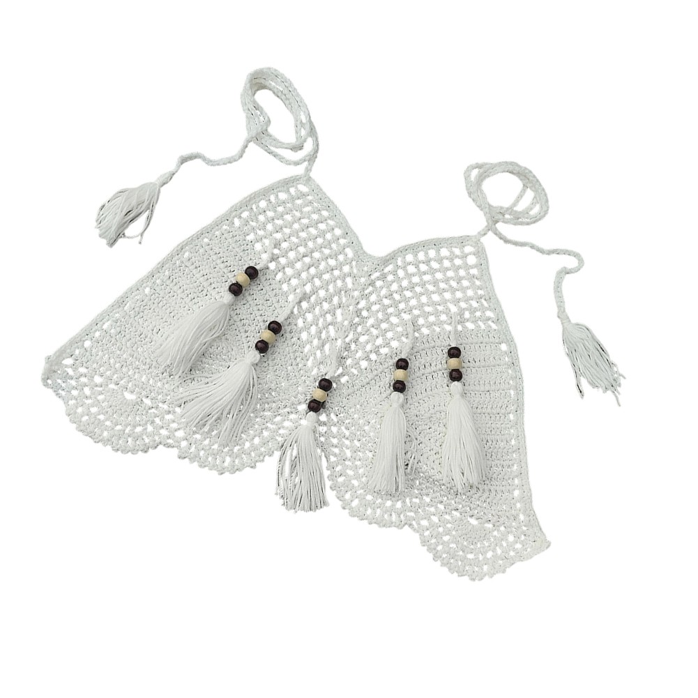 For Beach Ready Crochet Bikini Top with Fringe in Multiple Color Options