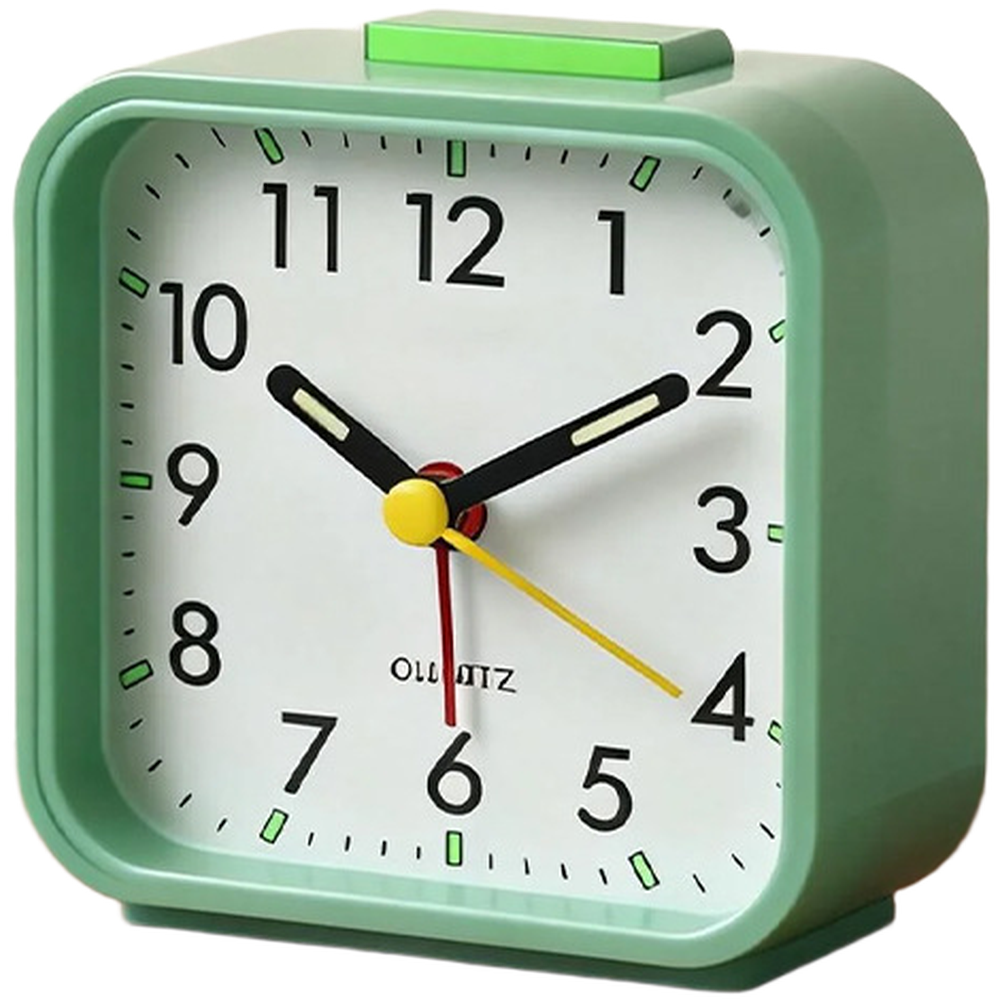 Square Alarm Clock Silent Quartz Mechanism with Night Light for Children Rooms