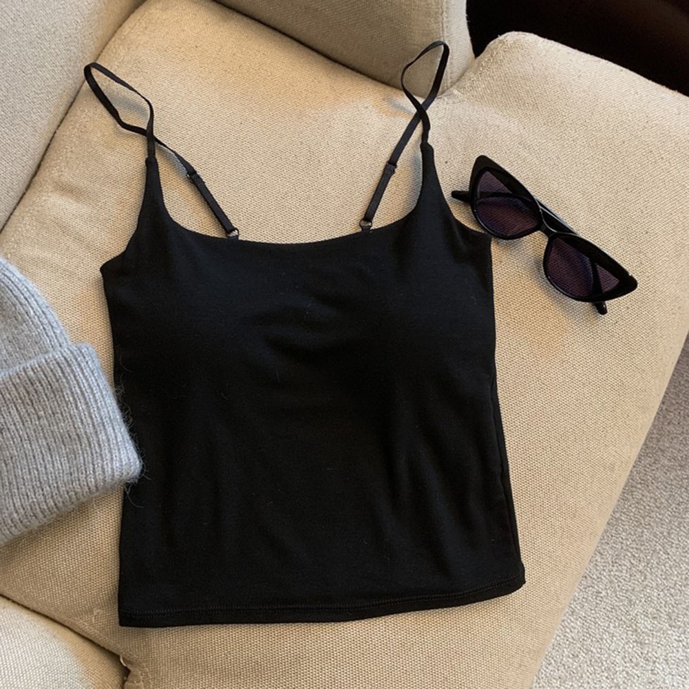 Women’s 90% Nylon 10% Spandex Sleeveless Tank Top Camisole Vest with Chest Pad