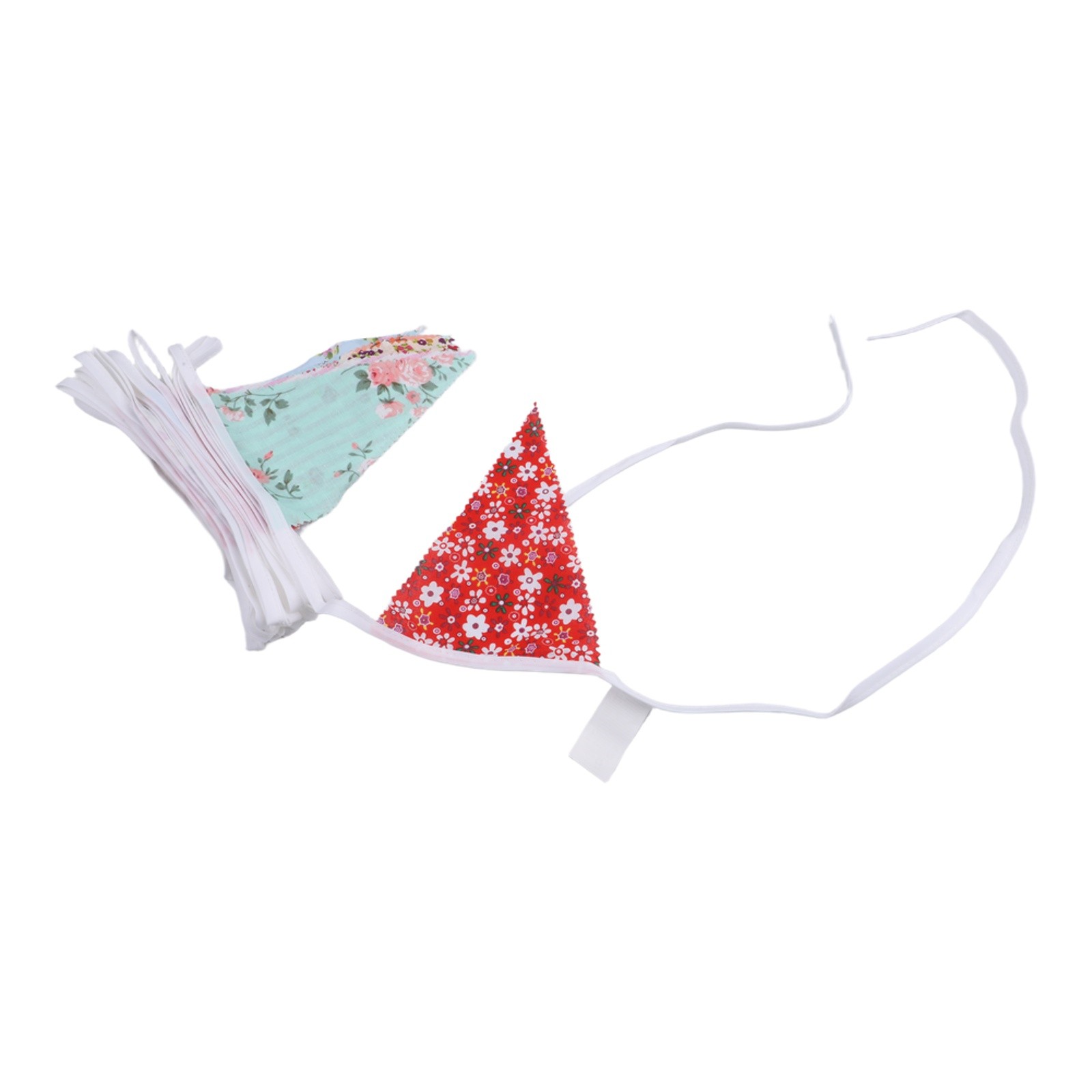 Elegant Vintage Floral Cotton Bunting Banner 10m Length with 36 Triangle Flags