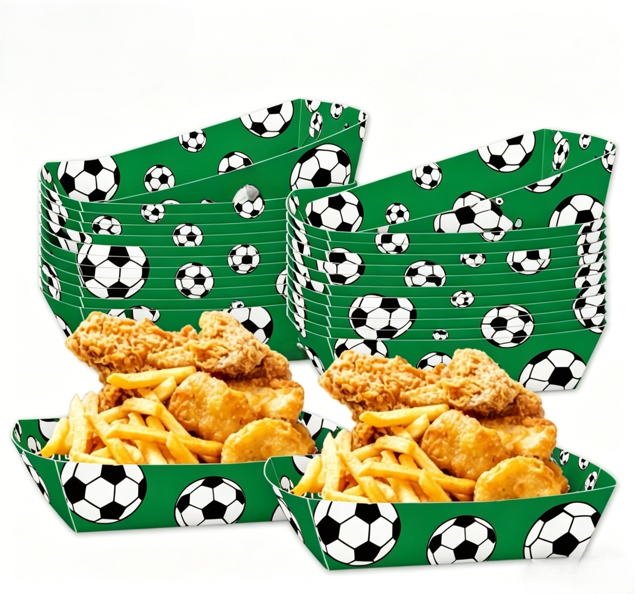 Soccer Birthday Party Trays 36 pcs Disposable Paper 6.29 x 3.94 x 1.97 in