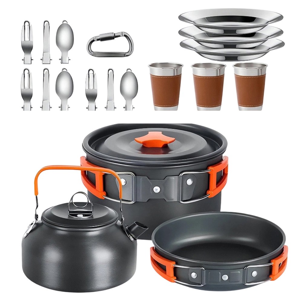 Aluminum Camping Cooking Utensils Set for Backpacking 26×18.5x11cm Dimensions