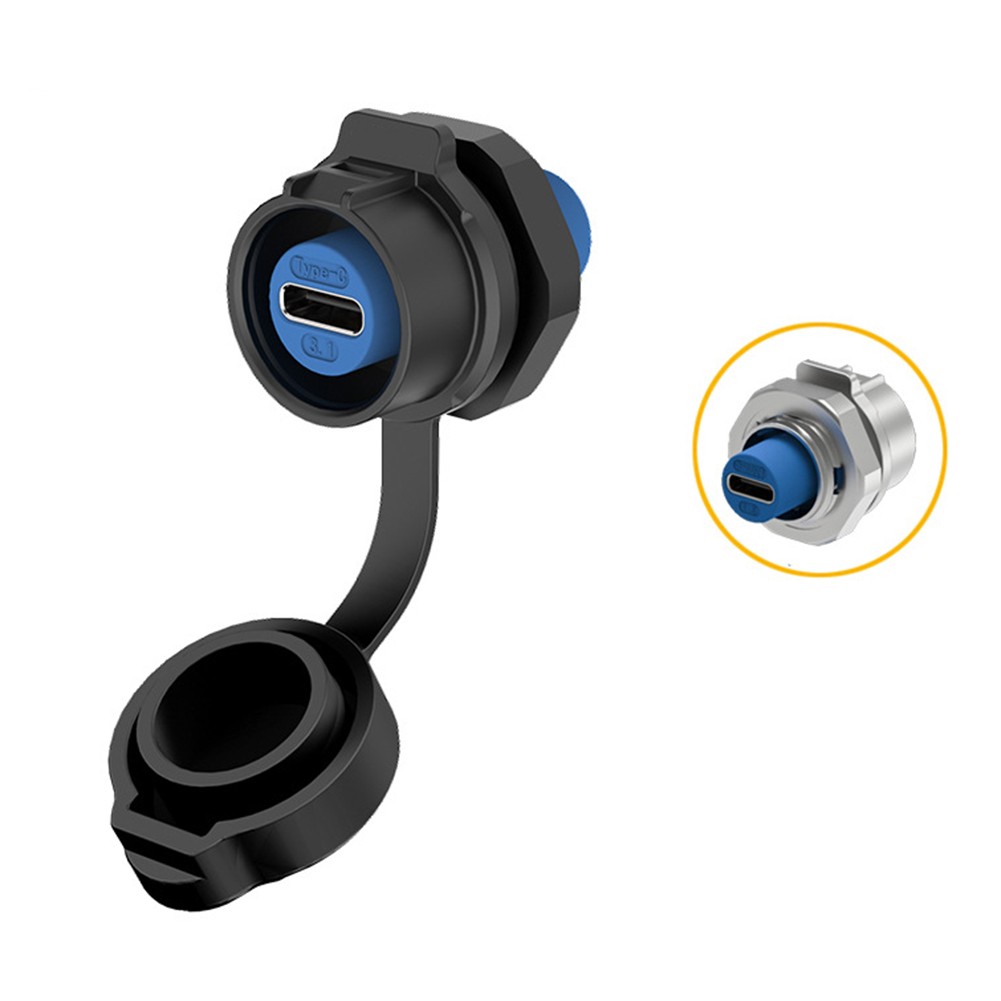 EW LP16 Female Socket for Type C USB 3.1 5A with Rear Nut Locking and IP68