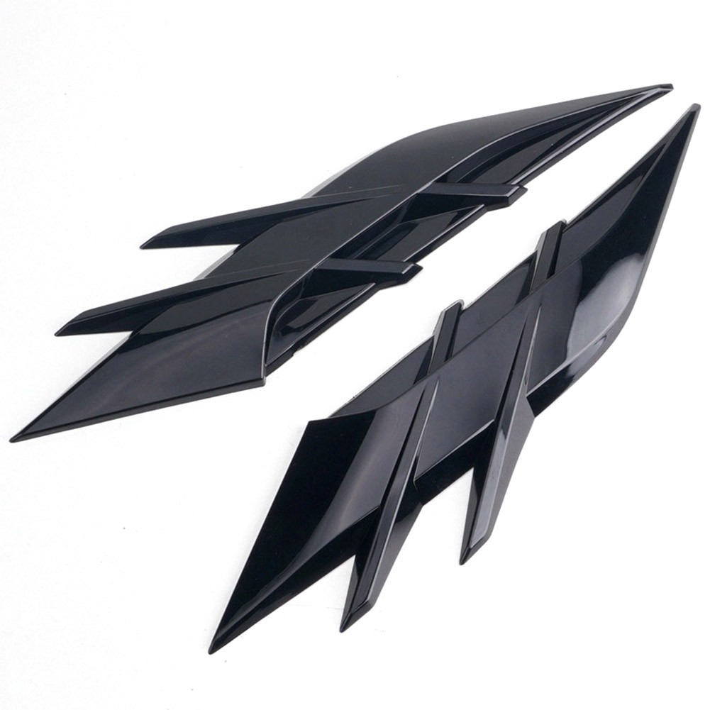 2PCS Glossy Black ABS Fender Trim for Car Side Vents Headlight Eyebrows