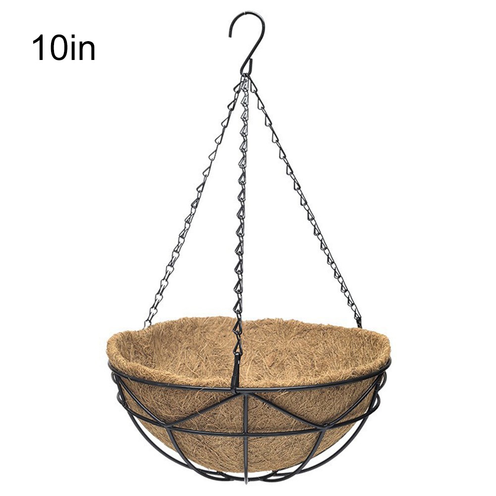 4 Size Options Hanging Planters Iron Construction with Coco Coir Liner