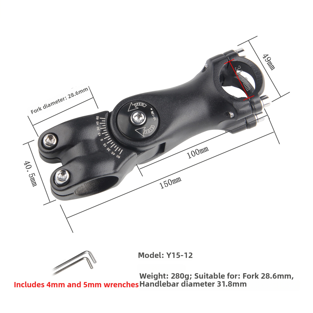 100mm Bike Stem Aluminum Alloy for 25.4mm Steerer Tube and 31.8mm Handlebar