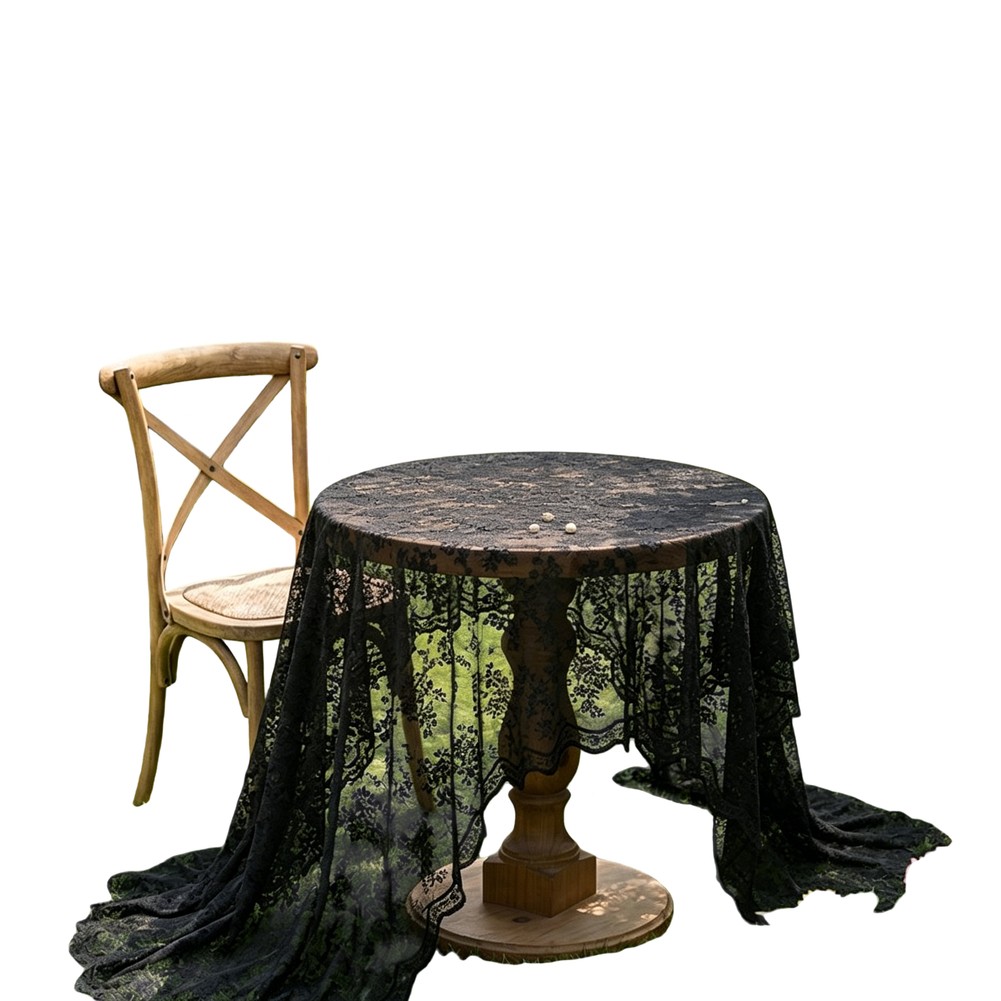 Elegant Lace Tablecloth Floral Pattern Polyester 135x100cm and 135x135cm Sizes