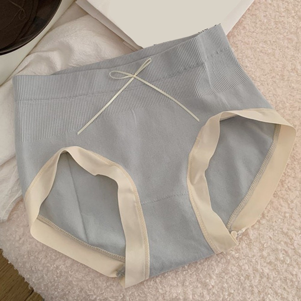 Seamless Women’s Mid-Waist Bow Briefs Polyester Spandex Breathable Panties