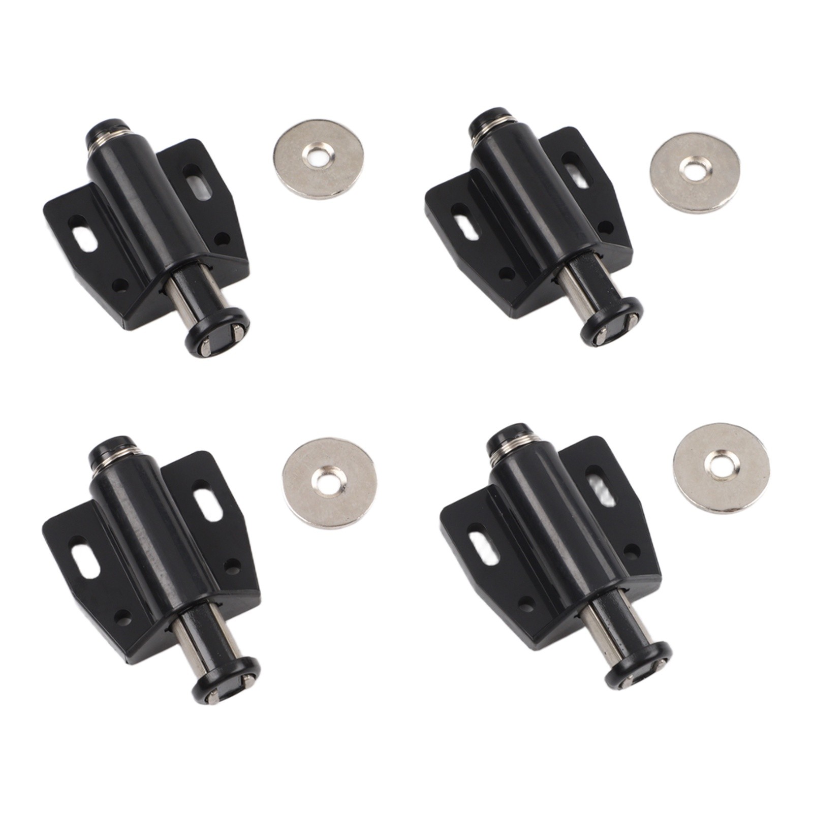 4*Magnetic Pressure Push To Open Touch Latch Cabinet Doors Beige Black