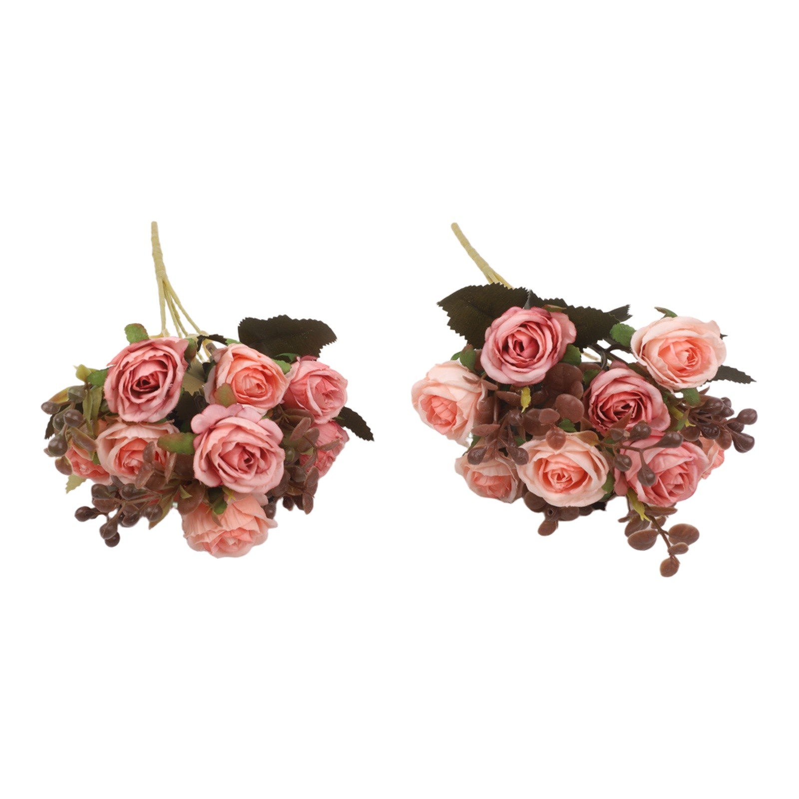 Set of 2 Artificial Roses in Vase for Elegant Home and Office Decoration