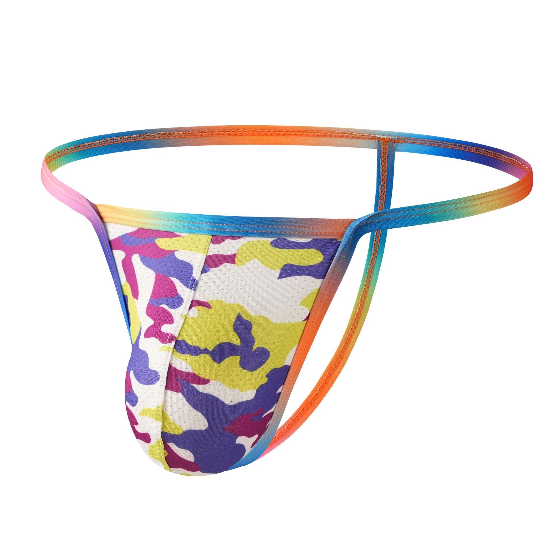 G-string Underwear Mens Briefs T-back Print Pattern 90%Nylon 10%Spandex
