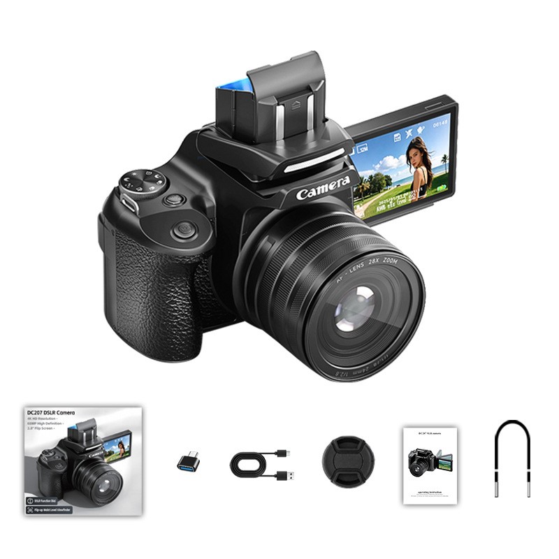 28X Zoom Digital Camera 68MP Sensor 4K 60FPS Video 2.8 inch Flip
