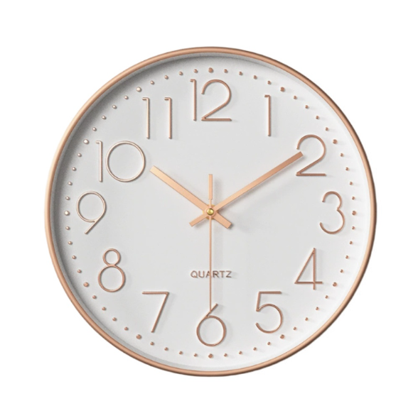 Modern Wall Clock 25cm Silent Running 3D Raised Numbers for Living Room