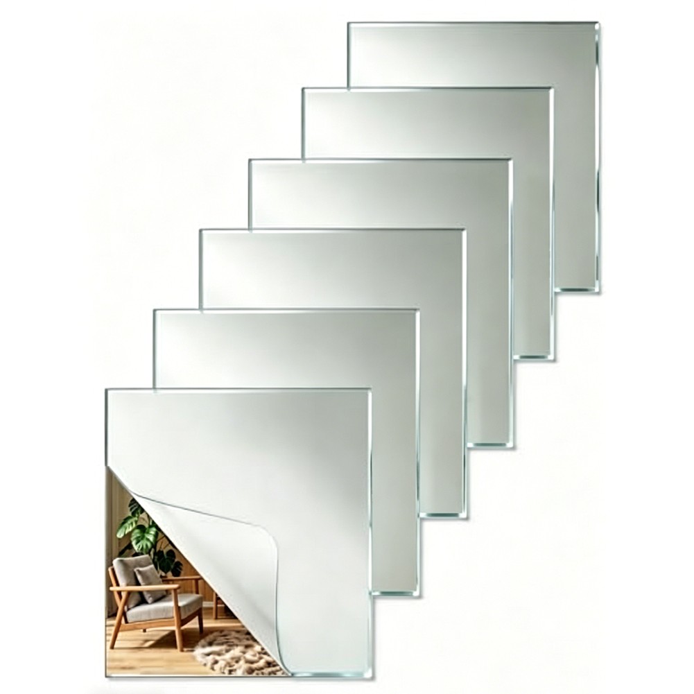 Reflective Wall Art Square Mirror Sticker Self-adhesive Design No Tools Required