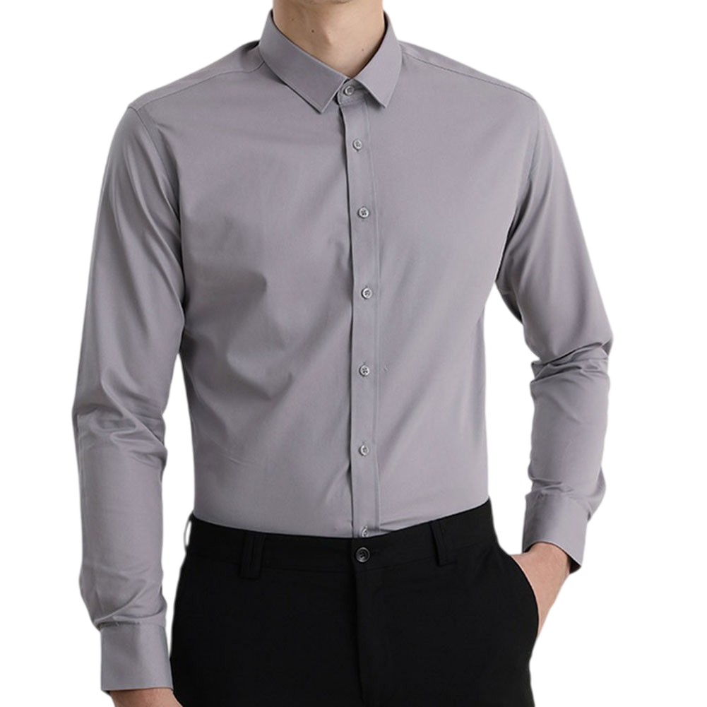Men’s Solid Color Non Iron Long Sleeve Shirt for Spring Summer Autumn Winter