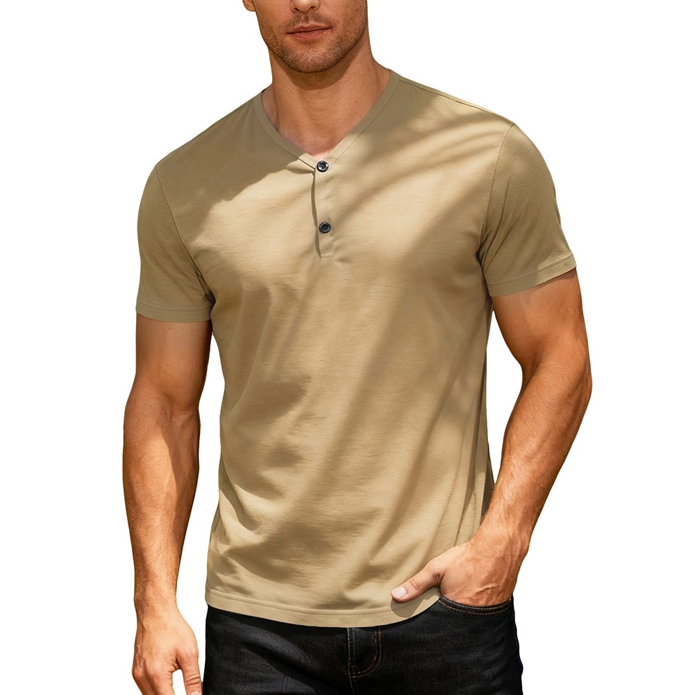 Flat Measurement Chart Mens V-neck T-Shirt Stretchable Fabric Quick Dry Fabric