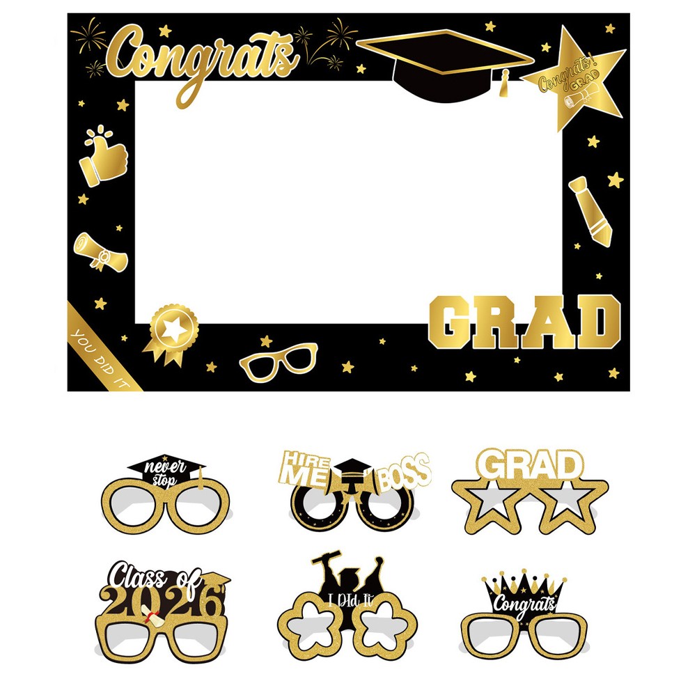Graduation Themed Photo Props: Frames 70x47cm and Glasses 15.3×9.5x13cm