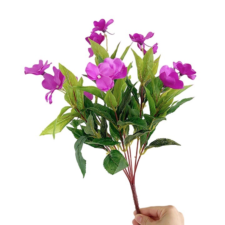 Silk Artificial Impatiens for Outdoor Landscaping – 40 cm Multicolor Faux Bloom