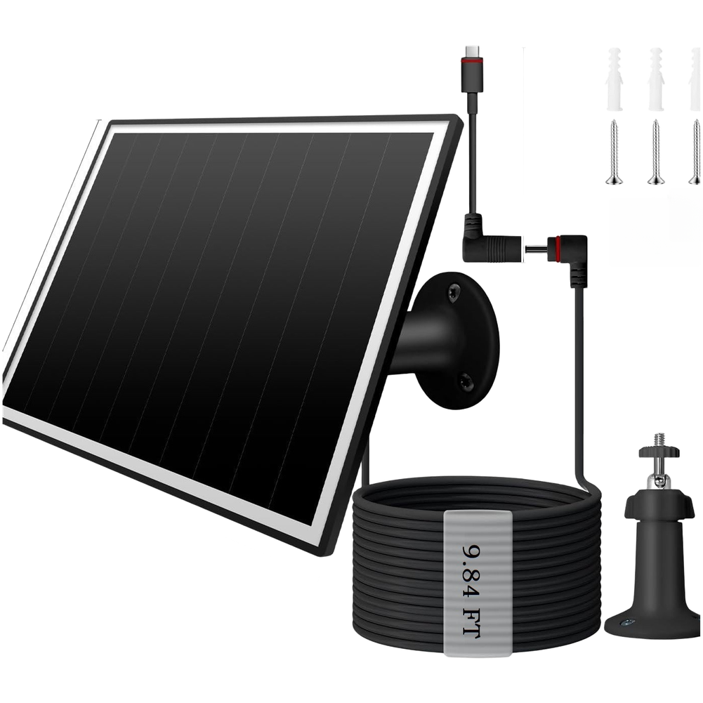 6W Solar Charging Kit for For RING Doorbell – 5V Output DC3.5/Type C 185x158mm