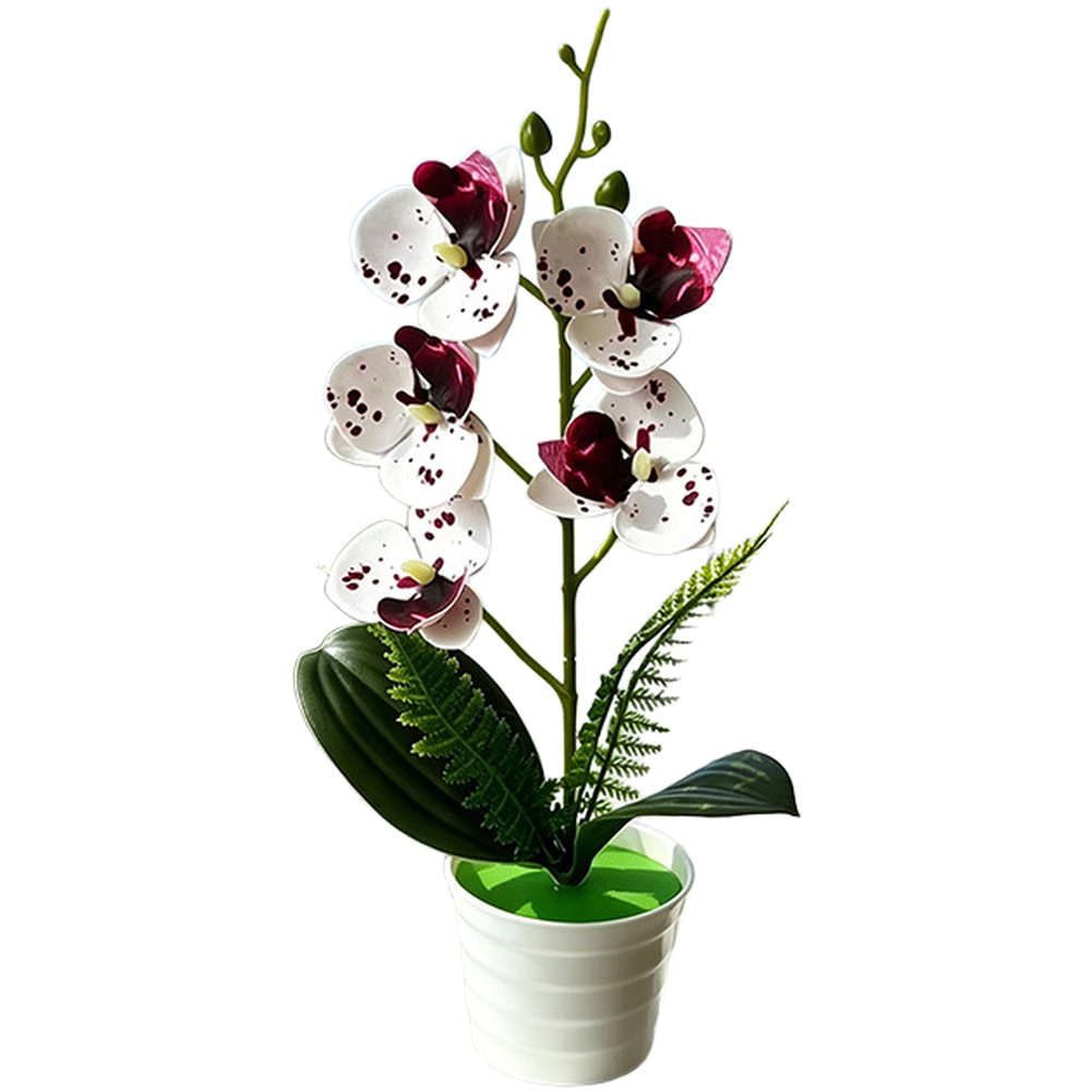 30cm Artificial Orchid Plant with White Purple Dot Orange Blue Rose Red Colors