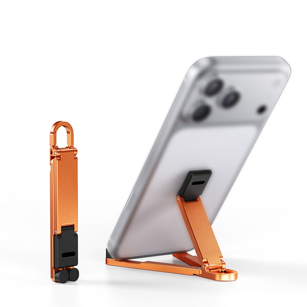 Triangular Foldable Phone Holder with Keychain - Aluminum Stand for Travel Use