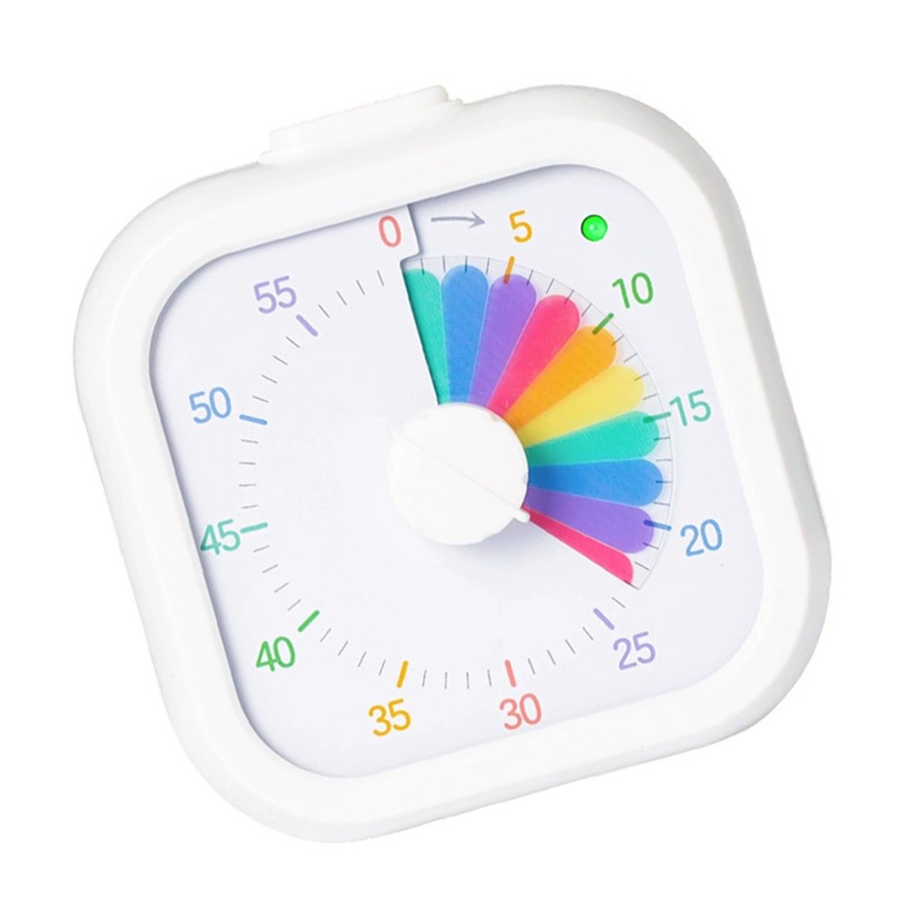 Rainbow Pattern Visual Timer for Children 60 Minute Square Desktop Use