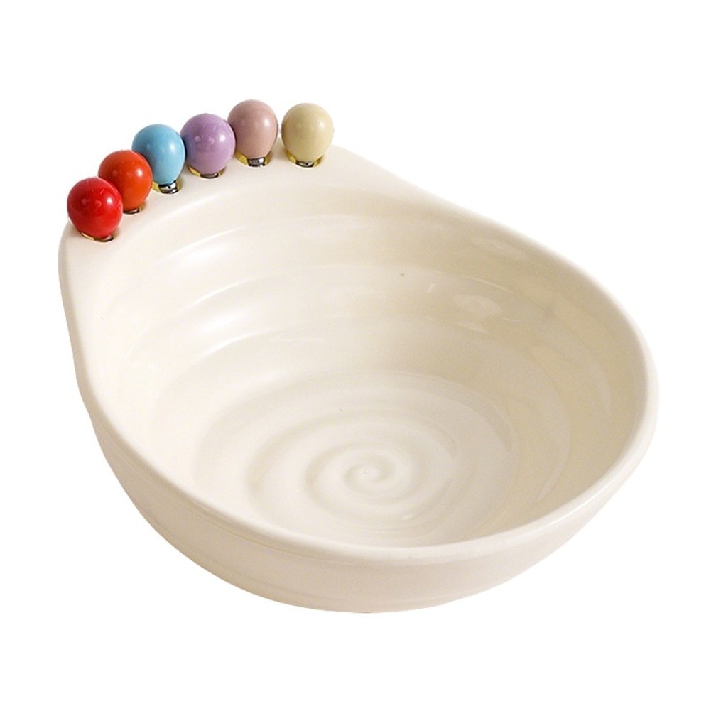 Fruit Serving Dish with Fork Slot Geometric Design Sturdy PP 23x22x11.5cm