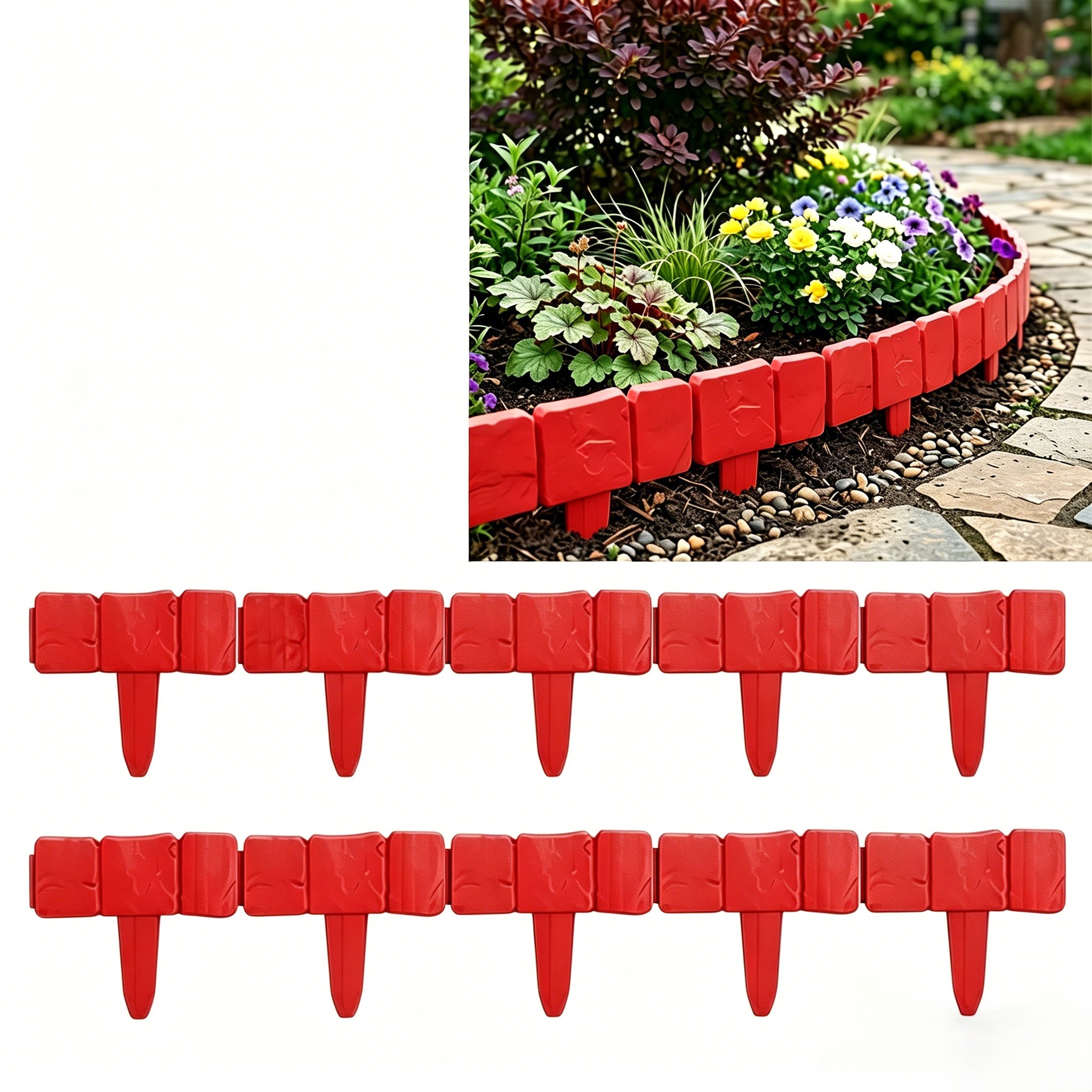 Grass Control Garden Fence Imitation Stone Border 25 cm x 23 cm Easy Install