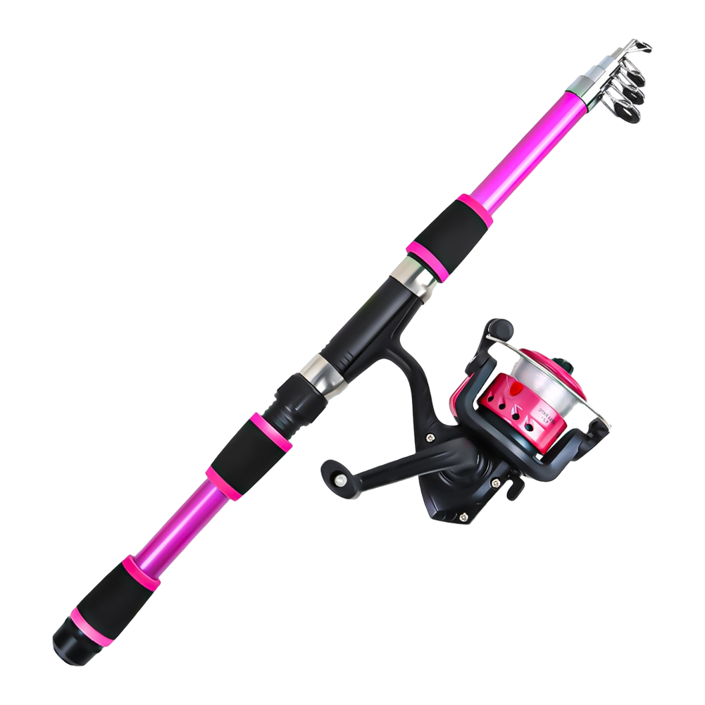 Fiberglass Telescopic Fishing Rod 1.8m Portable For Travel Pole with Reel