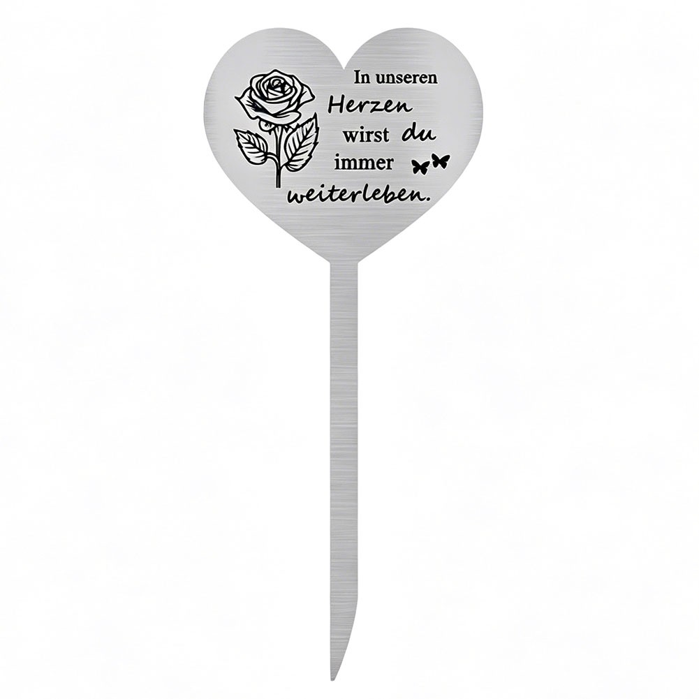 Stainless Steel Heart Commemorative Decoration for Cemetery Memorial Placement