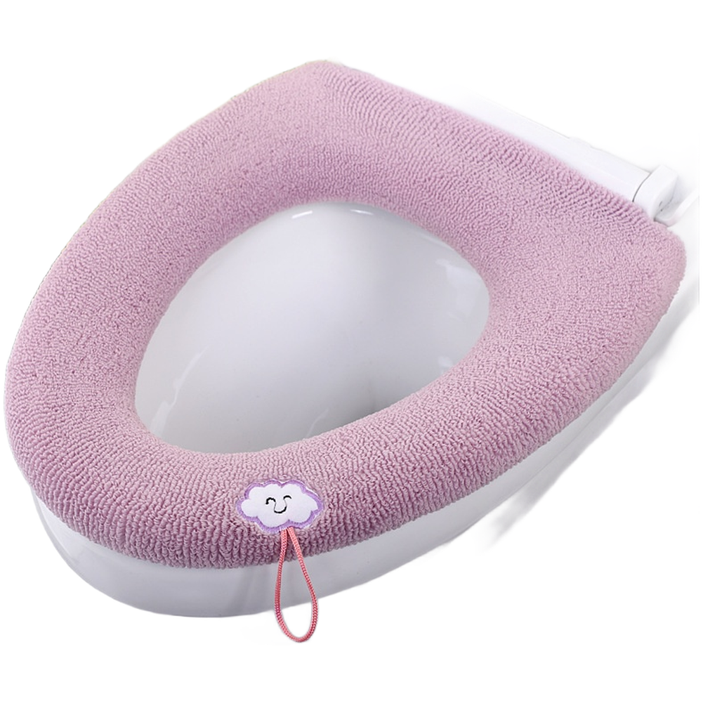 Plush Toilet Seat Cover Soft Warm – Stretchable Washable Breathable 32x32x2cm