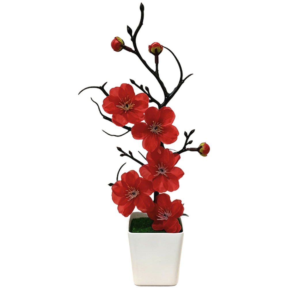 Artificial Winter Plum Blossom Potted Plant with Bare Twisted Branches