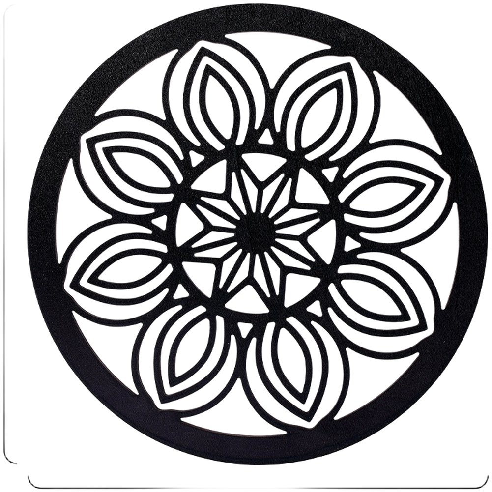 Bohemian Round Wooden Wall Decor with Six Floral Appliques European Crafted