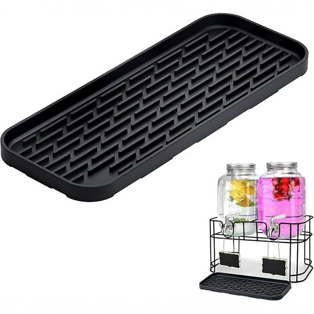 Large Silicone Drip Tray 30.5 x 12 x 1.5 cm for Countertop Sink Table Bathroom