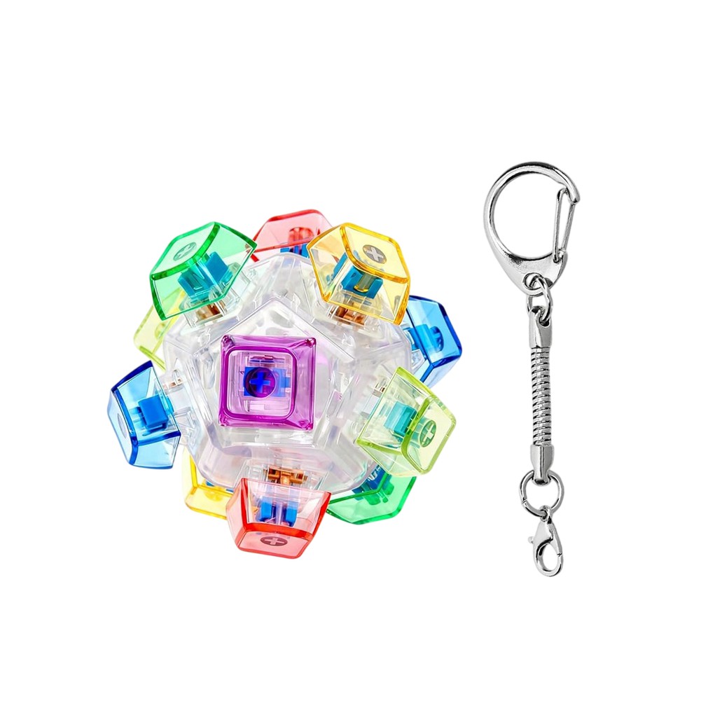Stress Relief Fidget Keychain Toy Styled as LED Keyboard for Daily Carry