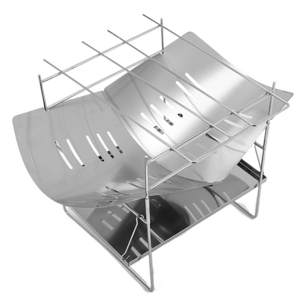 Stainless Steel Outdoor Grill with Detachable Mesh Bowl for Portable Camping