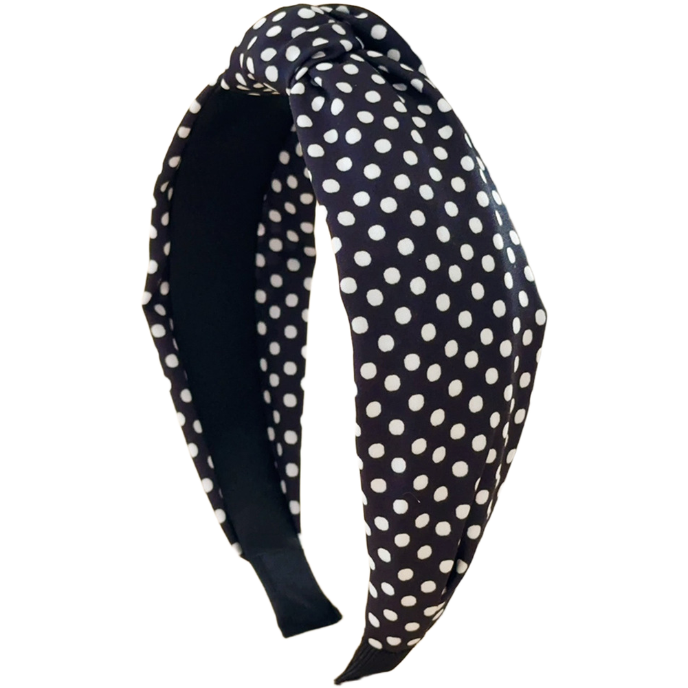 Polka Dot Wide Headband for Women 13cm Long 5.5cm Wide Soft Cloth Material