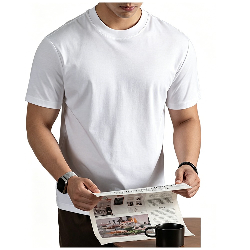 Men’s Quick Dry Cotton Blend T-Shirt for Daily Wear Spring Summer Winter