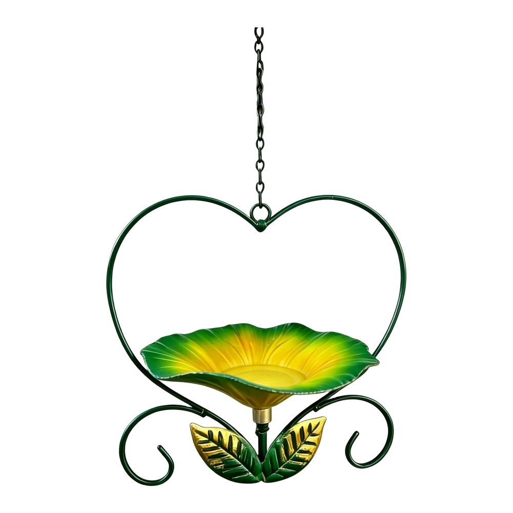 Garden Bird Feeder Heart Shaped with Floral Motifs All Weather Resistant