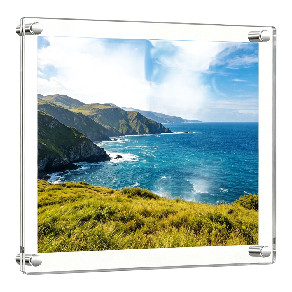 Clear Floating Picture Frame 8.66×8.66 Inches Acrylic Wall Mount UV Safe