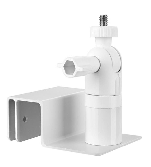 Sturdy White Metal Bracket for Simultaneous Solar Panel and Camera Mount